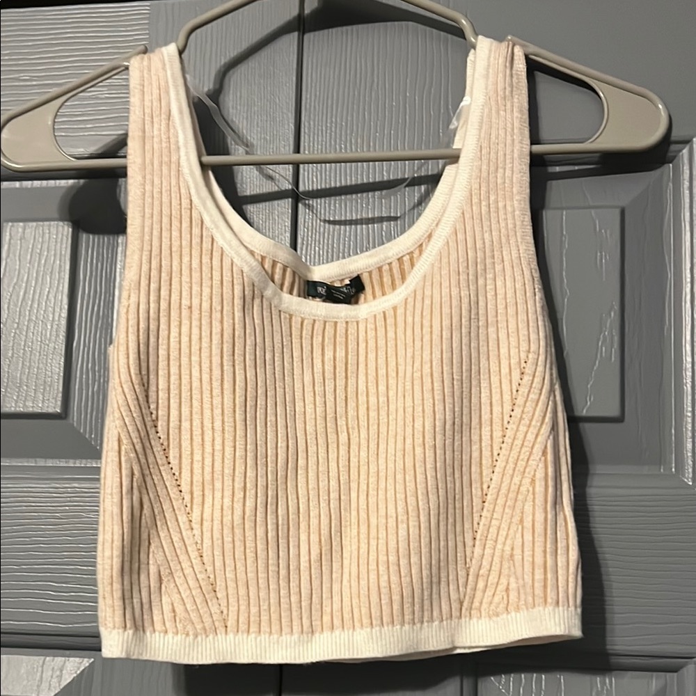 Wild Fable Cream Ribbed Crop Top